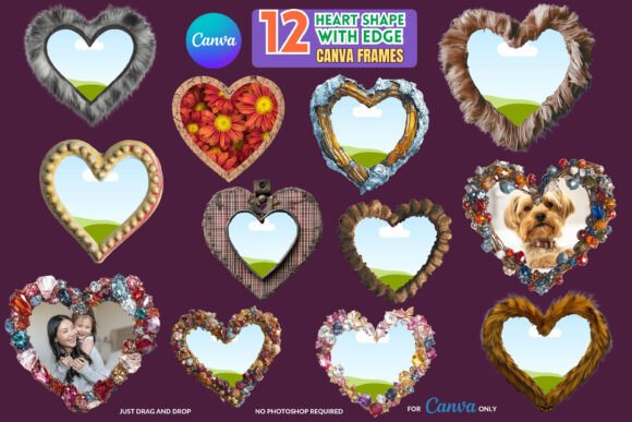 Download 12 Heart Shape Frames for Canva - Frames for canva Collection