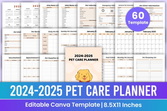 Download 2024-2025 Pet Care Planner Canva Kdp - Pet care Collection