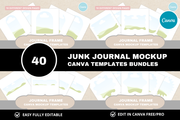 Download 40 Junk Journal Canva Bundle - Canva bundle Collection