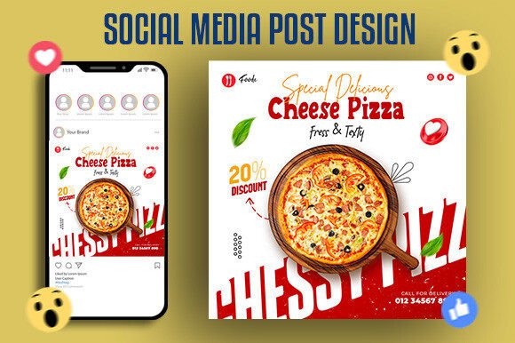 Download Food Menu and Cheese Pizza Post Design - Post design Collection