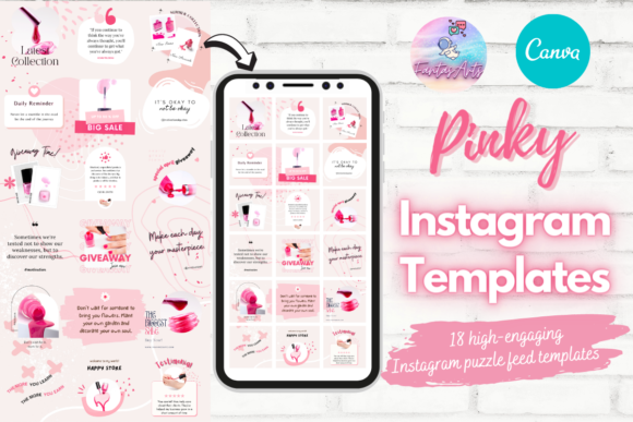 Download Glamorous Pink Instagram Puzzle Template - Instagram puzzle Collection