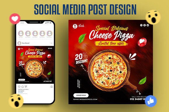 Download Food Menu and Cheese Pizza Post Design - Post design Collection