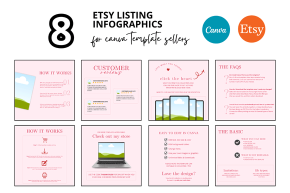 Download 8 Pink Etsy Listing Infographics - Premium Bundle