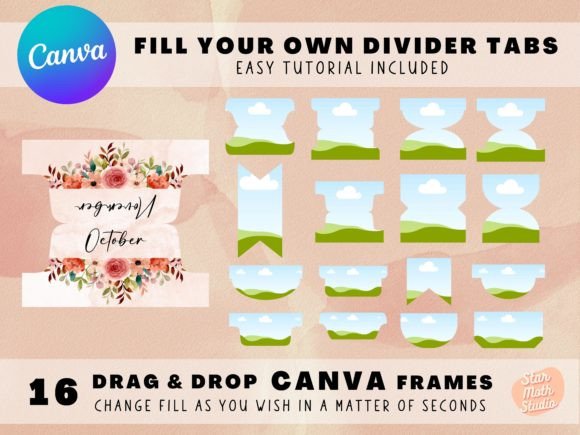 Download Frames for CANVA - Journal Divider Tabs - Frames for canva Collection