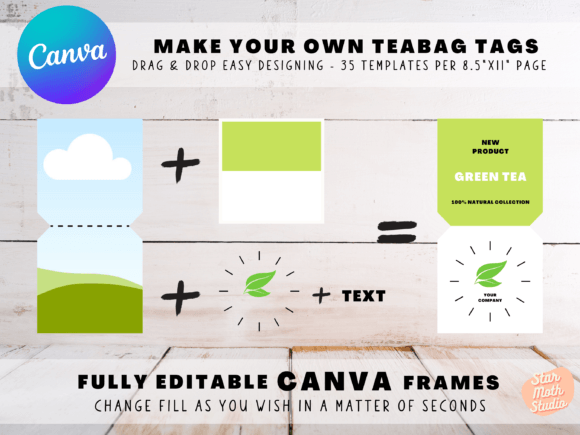 Download Frames for CANVA - Teabag Label Tags - Frames for canva Collection